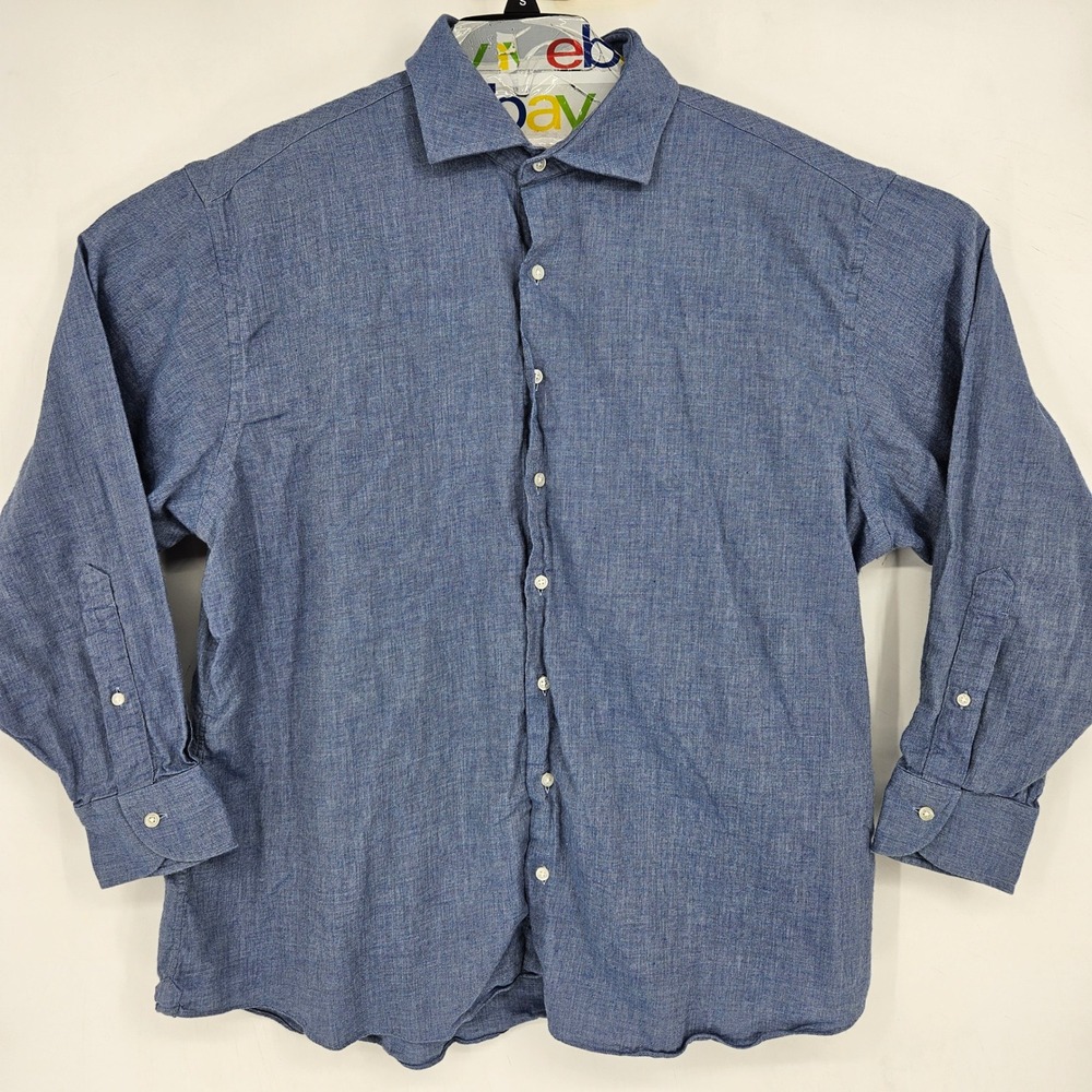 Proper Cloth Shirt Mens XXL Blue Button Up Casual Long Sleeve Preppy Cotton